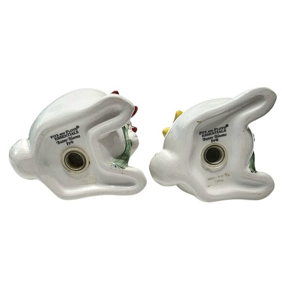 VTG Fitz & Floyd Bunny Blooms Salt Pepper Shakers Ceramic Rabbit Sunflower 4.25" - Picture 13 of 15